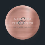 Assiettes En Carton Rose Gold - Blush Pink Foil Mariage moderne<br><div class="desc">Mariée de jour de mariage et de chambre Faux Rose d'huile métallique Noir Rose Plates qui sont parfaites pour une réception de mariage Rose or ou rose vif.Les Plaques de réception de mariage personnalisées permettent de mettre à jour le nom et la date du mariage de la mariée et des...</div>