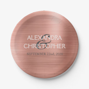 Assiettes En Carton Rose Gold - Blush Pink Foil Mariage moderne