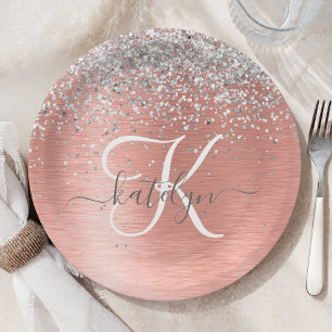 Assiettes En Carton Rose Gold brossé Parties scintillant métallique No