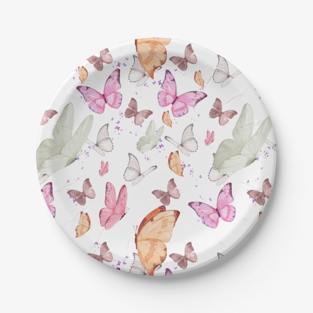 Assiettes En Carton rose gold butterfly (Devant)