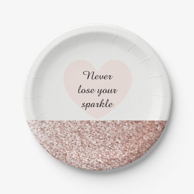 Assiettes En Carton Rose Gold Faux Parties scintillant Sparkle (Devant)