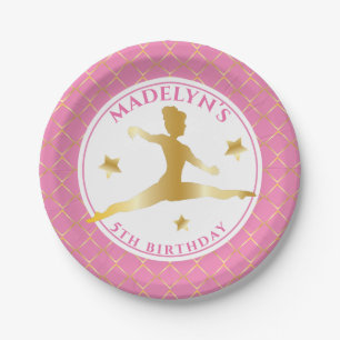 Assiettes En Carton Rose Gold Gymnast Gymnastique Girl Birthday Party