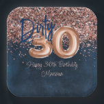 Assiettes En Carton Rose Gold Navy Blue 30th Birthday Party<br><div class="desc">Plaques en papier rose or marine bleu 30e anniversaire de fête pour décorer les tables de fête d'anniversaire.</div>
