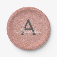 Rose Gold Pailleté Anniversaire Monogramme Rose