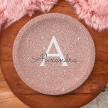 Assiettes En Carton Rose Gold Pailleté et Étincelant Anniversaire Mono<br><div class="desc">Assiettes de Fête Élégantes Rose Gold Faux Pailleté et Étincelantes pour Anniversaire ou Enterrement de Vie de Jeune Fille. Ces assiettes de Mariage,  de Réception de Mariage ou de Fête d'Anniversaire peuvent être personnalisées pour inclure votre initiale et prénom. Veuillez contacter le concepteur pour des articles assortis personnalisés.</div>