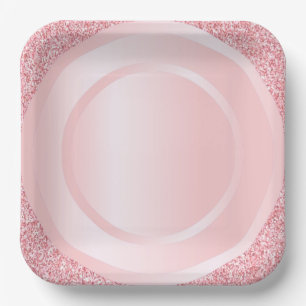 Assiettes En Carton Rose Gold Pailleté Moderne Rose Tendance Couleur É