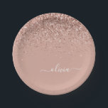 Assiettes En Carton Rose Gold - Pailleté Monogramme Rose Pâle<br><div class="desc">Rose Gold - Assiettes de fête à monogramme et initiale pailletées rose pâle. C'est le cadeau parfait pour un anniversaire sweet 16,  un mariage,  une douche de mariée,  un anniversaire de mariage,  une baby shower ou une soirée bachelorette pour quelqu'un qui aime le luxe clinquant et les styles chics.</div>