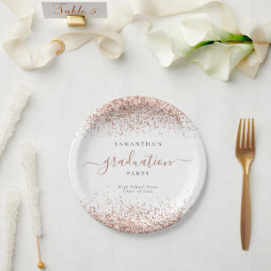 Assiettes En Carton Rose Gold Parties scintillant Nom de la partie de