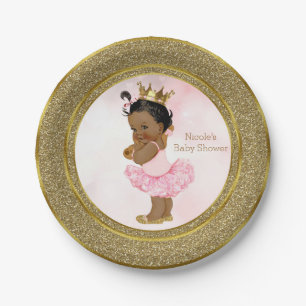 Assiettes En Carton Rose Gold Princess Vintage Fille Sombre Baby Showe