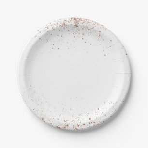 Assiettes En Carton Rose Gold Rose Glam Moderne Chic Mariage