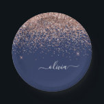Assiettes En Carton Rose Gold Rose Glitter Monogramme Rose Navy<br><div class="desc">Rose Gold - Rose Blush et Navy Blue Monogramme Nom et Initiale Paillettes Fêtes Assiettes. C'est le cadeau idéal pour un 16ème anniversaire, un mariage, une fête de mariage, un anniversaire de mariage, une baby shower ou une soirée de bachelorette pour quelqu'un qui aime le luxe glamour et les styles...</div>