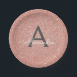 Assiettes En Carton Rose Gold Rose Pailleté et Monogramme Anniversaire<br><div class="desc">Rose Gold Rose et Gris Faux Pailleté et Elégant Douce 16 Anniversaire, Mariage ou Enterrement de Vie de Jeune Fille Assiettes. Ces Assiettes de Mariage, de Réception de Mariage ou de Fête d'Anniversaire peuvent être personnalisées pour inclure vos initiales et prénom. Veuillez contacter le concepteur pour des articles assortis personnalisés....</div>