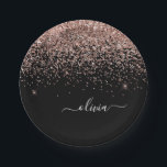 Assiettes En Carton Rose Gold - Rose Pâle et Noir Paillettes Monogramm<br><div class="desc">Rose Gold - Rose Pâle et Noir Paillettes Brillantes Monogramme Nom et Initiale Plaques de Fête. C'est le cadeau idéal pour un 16ème anniversaire, un mariage, une douche de mariée, un anniversaire de mariage, une baby shower ou une soirée d'enterrement de vie de jeune fille pour quelqu'un qui aime le...</div>