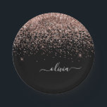 Assiettes En Carton Rose Gold - Rose Pâle Noir Paillettes Monogramme N<br><div class="desc">Rose Gold - Rose Pâle et Noir Paillettes Brillantes Monogramme Nom et Initiale Plaques de Fête. C'est le cadeau parfait pour un anniversaire sweet 16, mariage, enterrement de vie de jeune fille, anniversaire de mariage, baby shower ou enterrement de vie de garçon pour quelqu'un qui aime le luxe et les...</div>