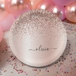 Assiettes En Carton Rose Gold - Rose Pâle Pailleté Monogramme Nom<br><div class="desc">Rose Gold - Rose Pâle Faux Feuille Métallisé Pailleté Brossé Métal Monogramme Nom et Initial Plaques de Fête. Cela fait le parfait cadeau d'anniversaire 16 ans, mariage, douche de mariée, anniversaire, douche de bébé ou enterrement de vie de jeune fille pour quelqu'un qui aime le luxe glamour et les styles...</div>