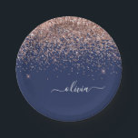 Assiettes En Carton Rose Gold Rose Poudrée Bleu Nuit Pailleté Monogram<br><div class="desc">Rose Gold - Rose Poudrée et Bleu Nuit Pailleté Monogramme Nom et Initiale Assiettes de Fête. C'est le cadeau parfait pour un 16ème anniversaire, un mariage, une baby shower, un anniversaire de mariage, une fête de fiançailles ou une soirée entre filles pour quelqu'un qui aime le luxe et les styles...</div>