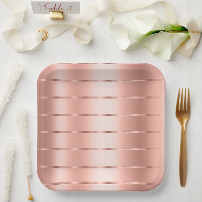 Assiettes En Carton Rose Gold Ruban Baby Shower (Mariage)