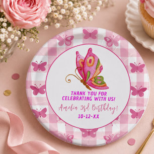 Assiettes En Carton Rose gold violet élégant papillon fille anniversai
