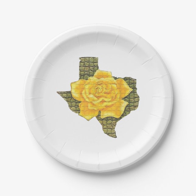 Assiettes En Carton Rose Jaune Du Texas Motif Flower (Devant)