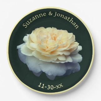 Assiettes En Carton Rose jaune Mariage personnalisé nuptiale