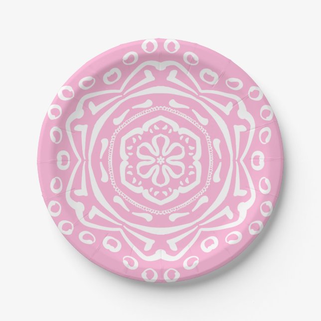 Assiettes En Carton Rose Mandala (Devant)