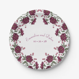 Assiettes En Carton Rose Mariage bordeaux