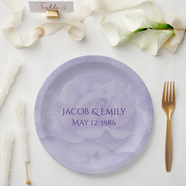 Assiettes En Carton Rose Mariage Lavender (Mariage)
