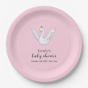 Assiettes En Carton Rose mignon Princess Swan Baby shower Bienvenue