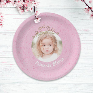 Assiettes En Carton Rose mignonne photo anniversaire Princesse Tiara S