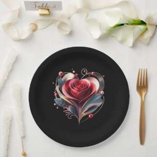 Assiettes En Carton Rose moderne en forme de coeur
