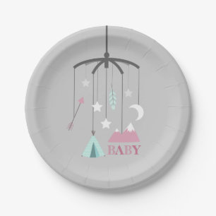 Assiettes En Carton Rose moderne mobile de baby shower de huche de