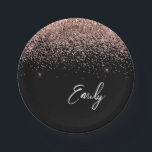 Assiettes En Carton Rose Noir Pailleté Or Monogramme Féminin<br><div class="desc">Noir et Or Rose - Planches de fête de nom et initiale de rose poudrée pailletée. C'est le cadeau parfait pour un anniversaire sweet 16, un mariage, une douche de mariée, un anniversaire de mariage, une baby shower ou une fête de bachelorette pour quelqu'un qui aime le luxe glamour et...</div>