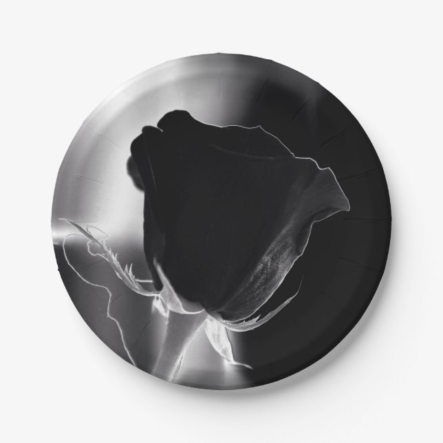 Assiettes En Carton Rose Noire (Devant)