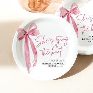 Assiettes En Carton Rose Pâle Nœud Elle Attache le Nœud Réception de M
