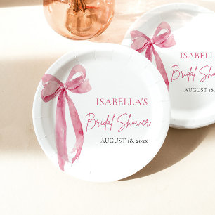 Assiettes En Carton Rose Pâle Nœud Elle Attache le Nœud Réception de M