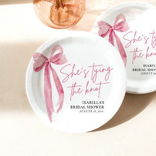 Assiettes En Carton Rose Pâle Nœud Elle Attache le Nœud Réception de M