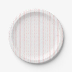 Assiettes En Carton Rose Pâle Rayure à Bordure Ondulée Réception de