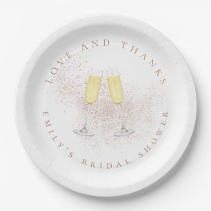 Assiettes En Carton Rose Parties scintillant d'or Champagne Flutes Fêt