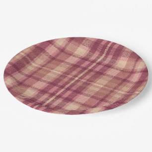 Assiettes En Carton Rose Poussiéreux Chauds et Rosés Souriants Carreau