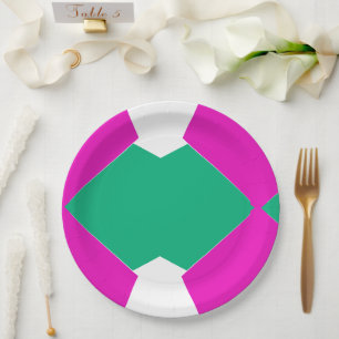 Assiettes En Carton Rose Prépa Émeraude Vert Motif Mosaïque Abstrait