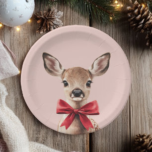 Assiettes En Carton Rose & Red Deer Fête d'anniversaire de Woodland