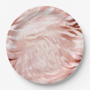 Assiettes En Carton Rose rose blanc Zebra Animal