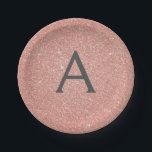 Assiettes En Carton Rose Rose Gold Parties scintillant et étincelle Mo<br><div class="desc">Rose Rose Gold et Grey Faux Parties scintillant et Élégant Sweet 16 Plaques d'anniversaire,  Mariage ou Bachelorette. Ces plaques de Mariage,  de Fête des mariées ou de fête d'anniversaire peuvent être customisées pour inclure votre nom initial et prénom. Veuillez contacter le concepteur pour customiser les articles correspondants.</div>