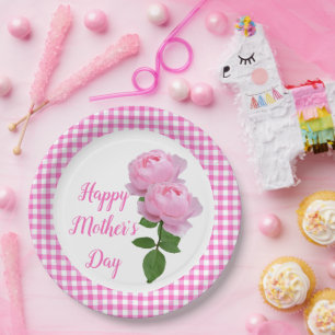 Assiettes En Carton Rose rose heureux de la fête des mères floral