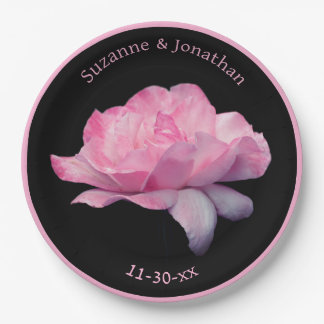 Assiettes En Carton Rose rose Personnalisé Mariage Mariée