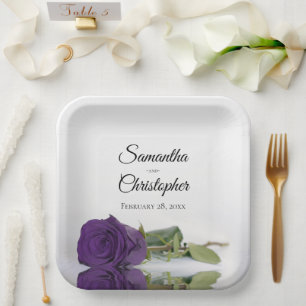 Assiettes En Carton Rose Royale Violet Mirrored Élégante Mariage
