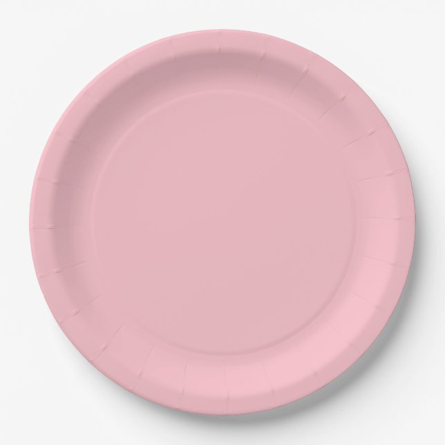 Assiettes En Carton Rose solide et chaud (Devant)