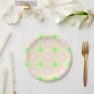 Assiettes En Carton Rose vert pâle Blanc 3D Optique Motif dégradé