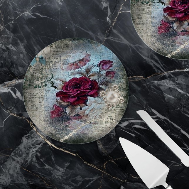 Assiettes En Carton Rose victorien Ephemera (Créateur téléchargé)