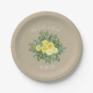 Assiettes En Carton Rose Vintage Jaune Mariage élégant
